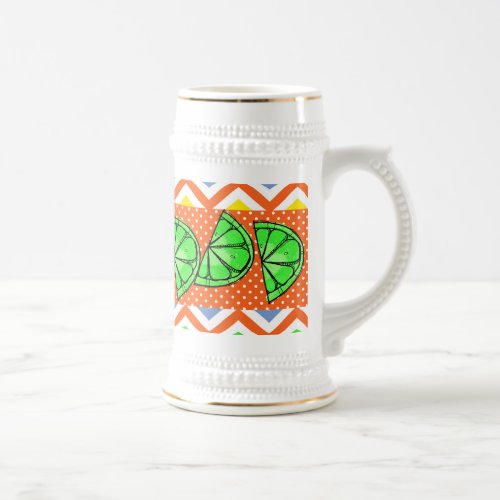 Summer Fun Limes Chevron Polka Dot Novelty Gifts Beer Stein