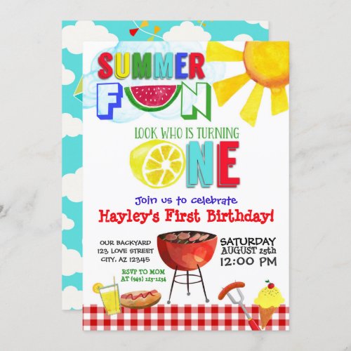 Summer Fun Looks Whos turning One Party Invitation