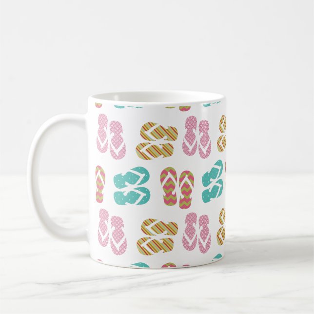 Summer fun pastel flip flop sandal slipper pattern coffee mug (Left)