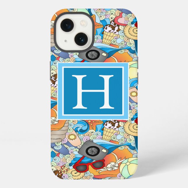 Summer Fun Pattern | Add Your Initial Iphone Case (Back)