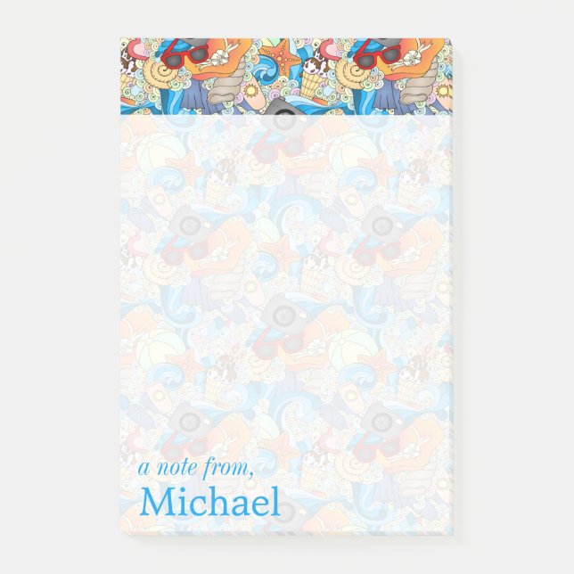Summer Fun Pattern | Add Your Name Post-it Notes (Front)