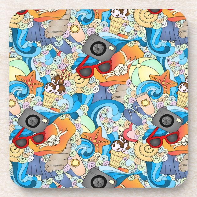 Summer Fun Pattern Drink Coaster (Front)