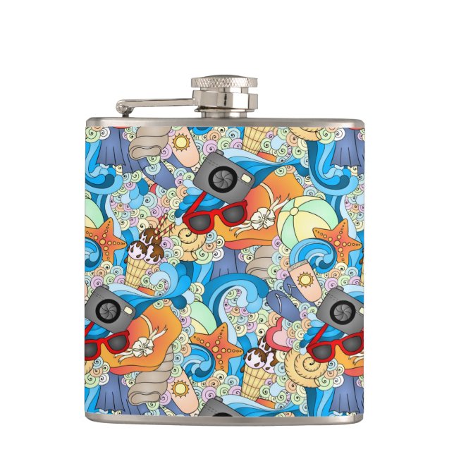 Summer Fun Pattern Hip Flask (Front)