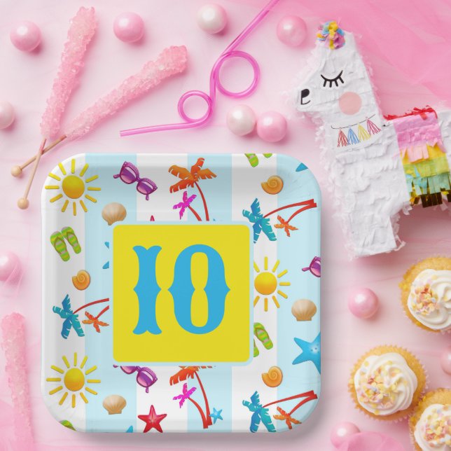 Summer Fun Pattern Kids Party Paper Plates (Party)