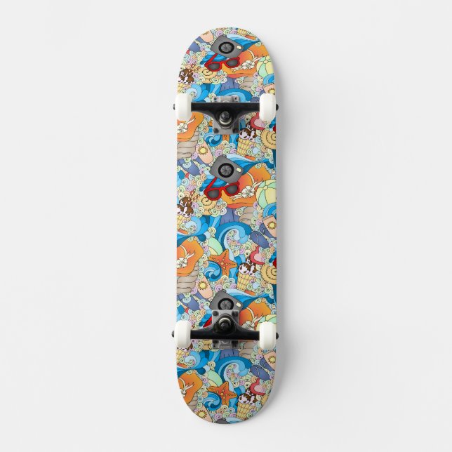 Summer Fun Pattern Skateboard Deck (Front)