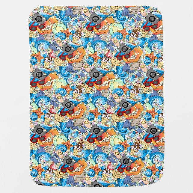 Summer Fun Pattern Swaddle Blanket (Front)