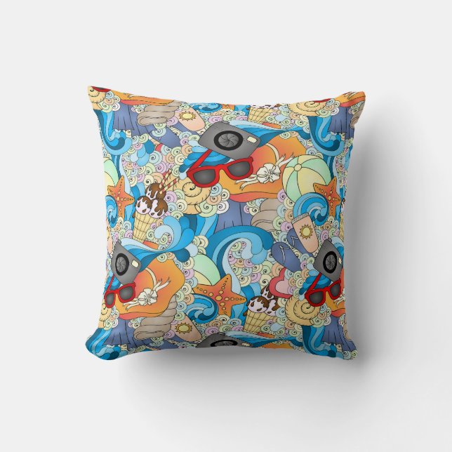 Summer Fun Pattern Throw Pillow (Front)