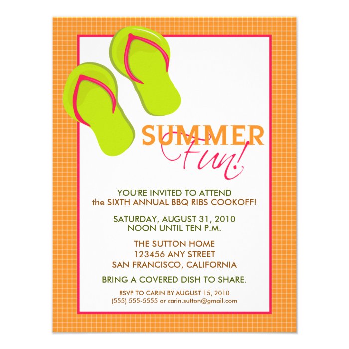 Summer Fun Picnic/BBQ Invitation (orange)