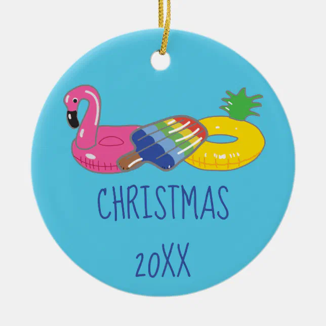 Summer Fun Pool Float Themed Christmas Ceramic Ornament Zazzle