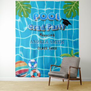 Summer Fun Pool Graduation Modern Photo Backdrop