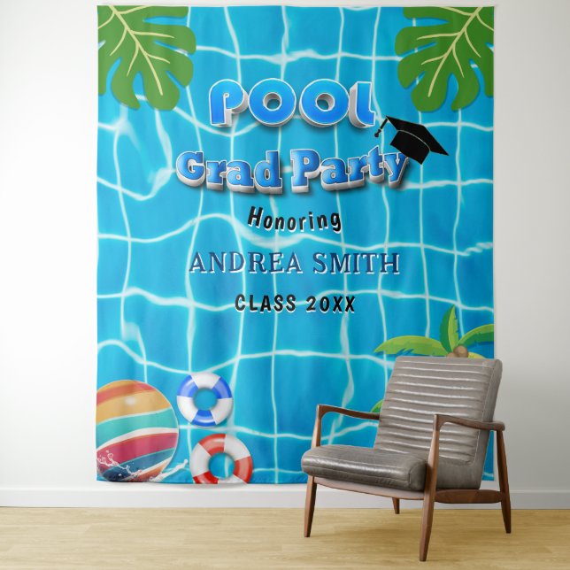 Summer Fun Pool Graduation Modern Photo Backdrop (In Situ)