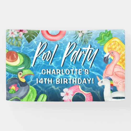 Summer Fun Pool Party Birthday Banner