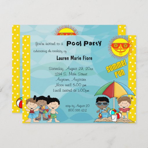 Summer Fun Pool Party Birthday Invitation | Zazzle