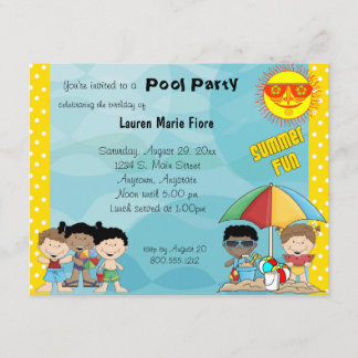 Summer Fun Pool Party Birthday Invitation