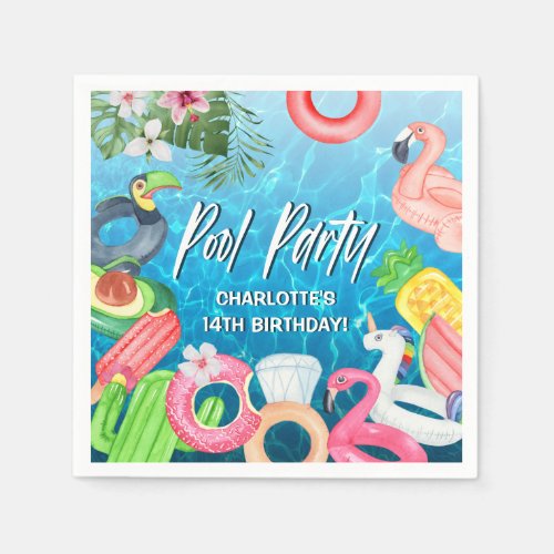 Summer Fun Pool Party Birthday Napkins