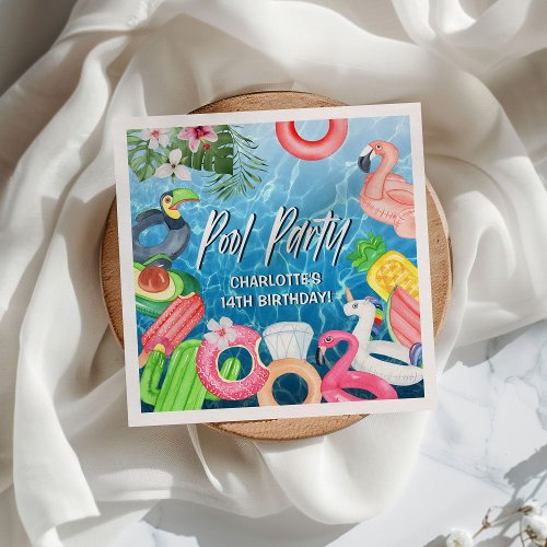 Summer Fun Pool Party Birthday Napkins