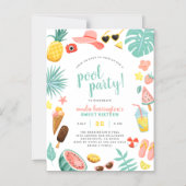 Summer Fun Pool Party Birthday Party Magnetic Invitation (Front)