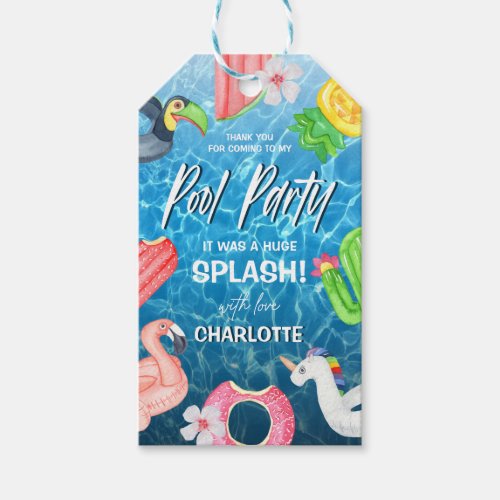 Summer Fun Pool Party Birthday Thank You Favor Gift Tags