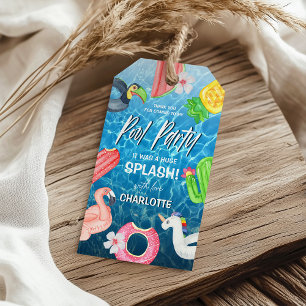Summer Fun Pool Party Birthday Thank You Favor Gift Tags