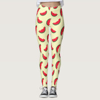 Summer Fun Red Watermelon Yellow Pattern Leggings