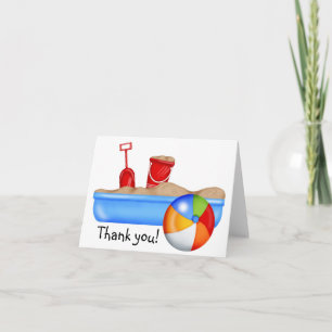 Summer Fun Sand box Beach Ball Thank You Card