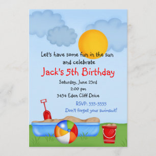 Summer Fun Sand Box Birthday Invitations
