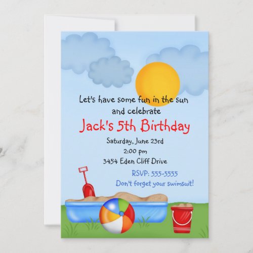 Summer Fun Sand Box Birthday Invitations