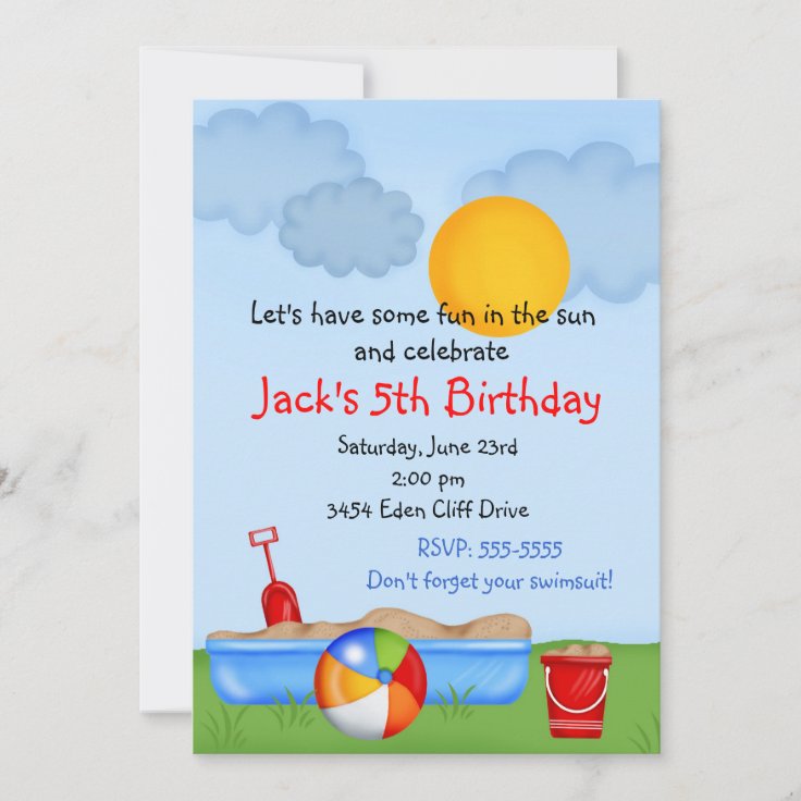 Summer Fun Sand Box Birthday Invitations | Zazzle