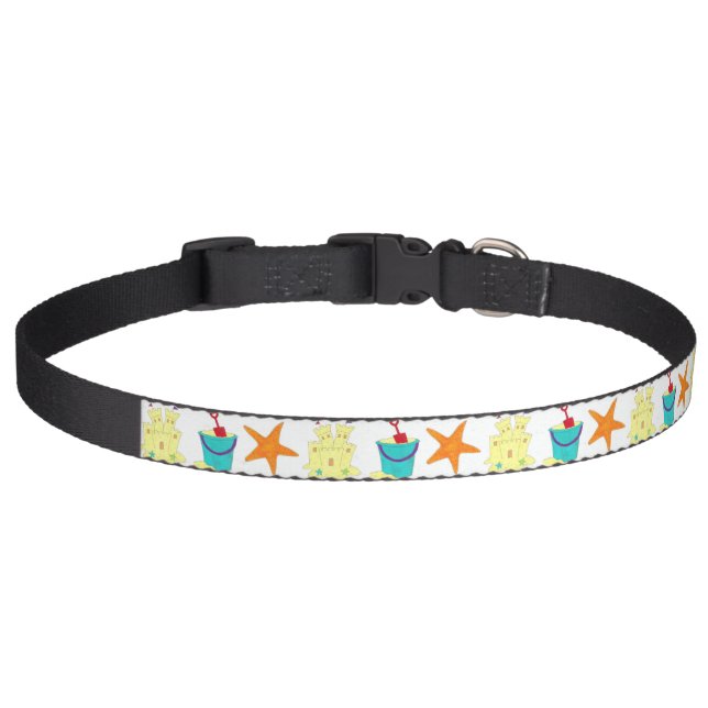 Summer Fun Sand Toy Beach Sandcastle Starfish Pail Pet Collar (Front)