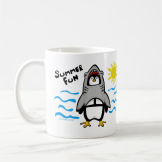 Summer Fun Shark Penguin Coffee Mug