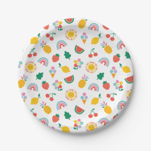 Summer Fun, Smiling Suns & Rainbows, Kids Birthday Paper Plates