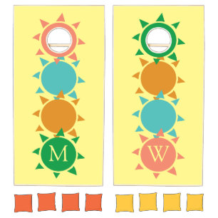 Summer Fun Sun MONOGRAM Cornhole Set