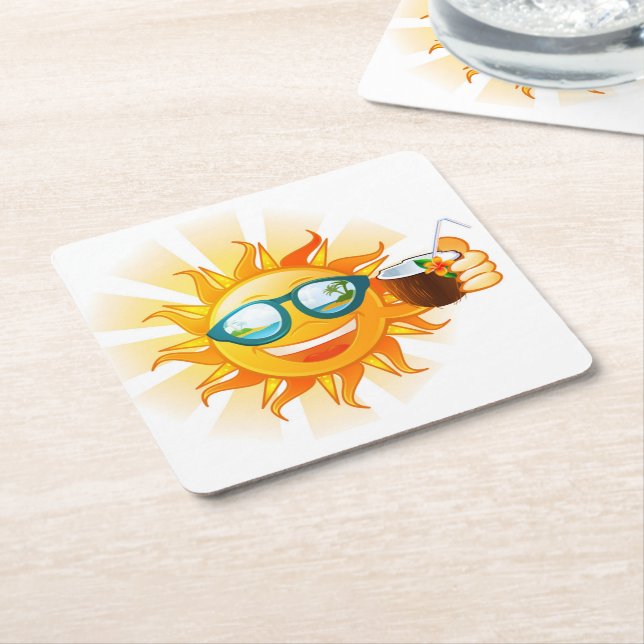 Summer Fun Sun Paper Coasters (Angled)