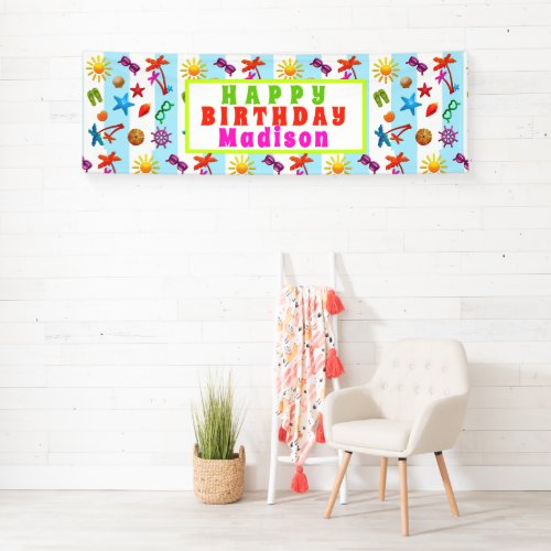 Summer Fun Teen Girls Birthday Party Banner