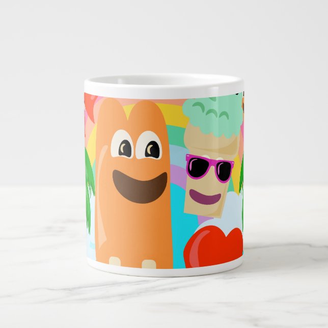 Summer Fun Treats Cute Cartoon Art Joy Giant Coffee Mug (Front)