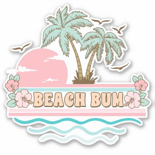 Summer Fun Tropical Beach Life Sticker (Front)