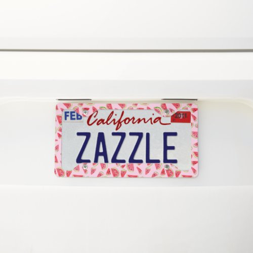 Summer Fun Watercolor Watermelon Colorful Custom  License Plate Frame