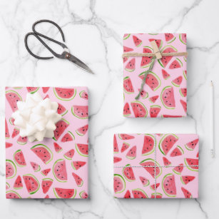 Summer Fun Watercolor Watermelon Pink Gift  Wrapping Paper Sheets