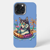 Summer Fun with Cute Cool Husky Dog in Pool