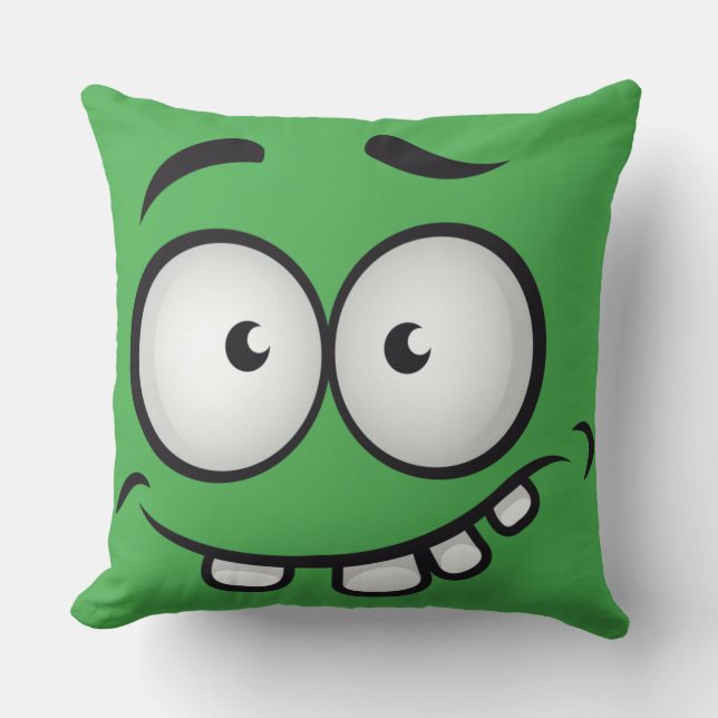 Summer funny and ugly face green  throw pillow (Front)
