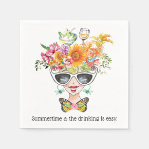 Summer Funny Babe Retro Cocktail Paper Napkin