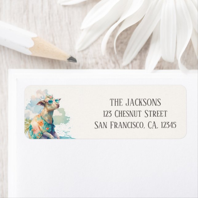 Summer Funny Goat Sunglasses Return Address Label (Insitu)