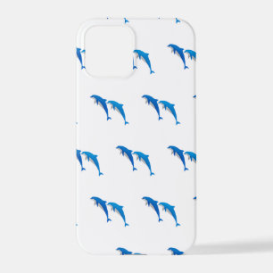 SUMMER, FUNNY GRAY AND BLUE DOLPHINS iPhone 12 PRO CASE