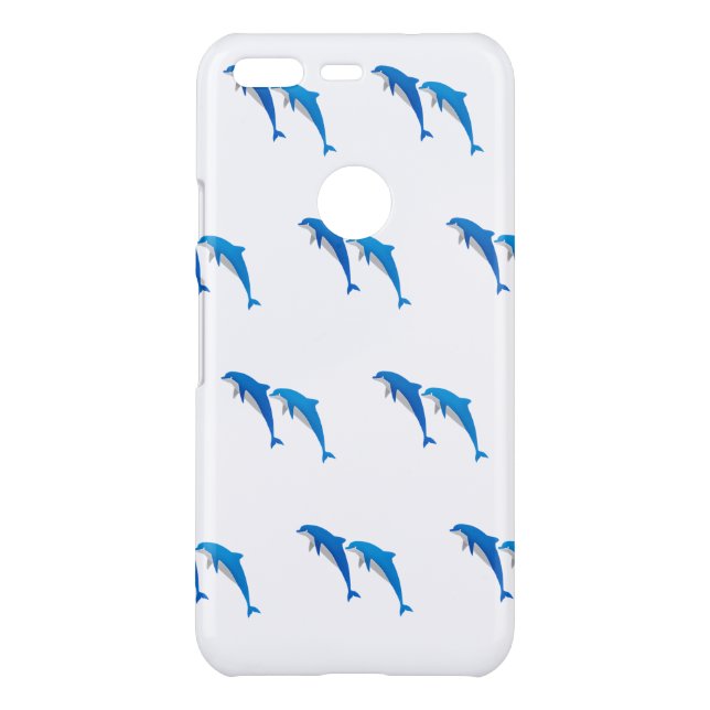 SUMMER, FUNNY GRAY AND BLUE DOLPHINS UNCOMMON GOOGLE PIXEL CASE (Back)