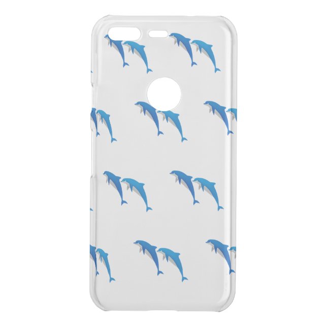 SUMMER, FUNNY GRAY AND BLUE DOLPHINS UNCOMMON GOOGLE PIXEL CASE (Back)