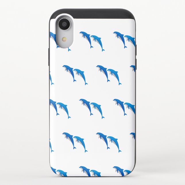 SUMMER, FUNNY GRAY AND BLUE DOLPHINS UNCOMMON iPhone CASE (Back)