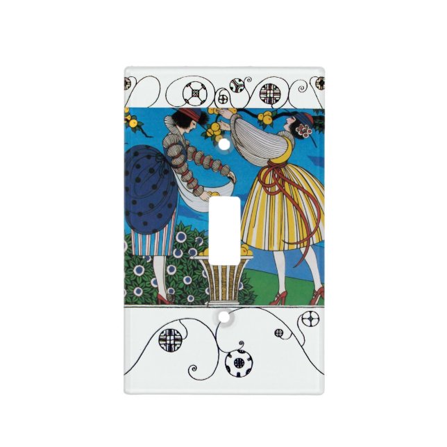 SUMMER GARDEN AND SWIRLS /FASHION COSTUME DESIGNER LIGHT SWITCH COVER (Front)