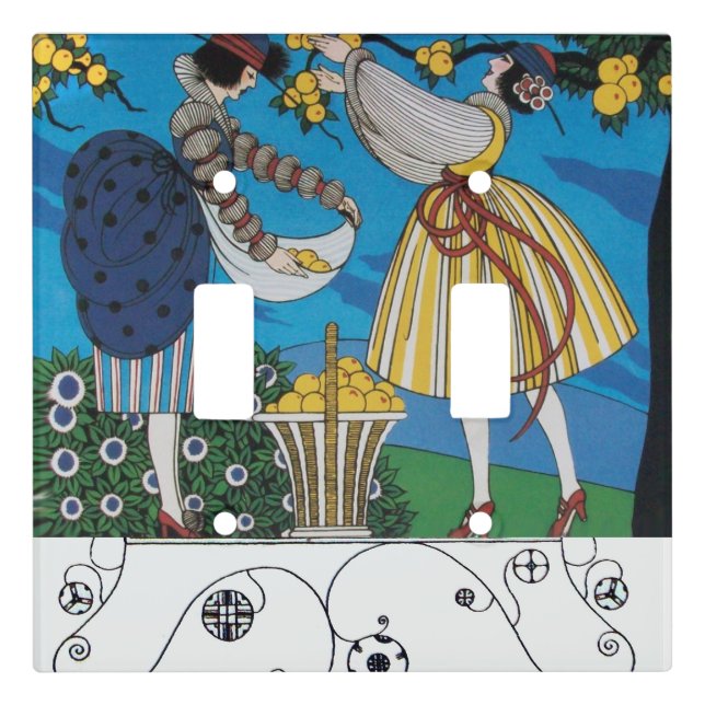 SUMMER GARDEN AND SWIRLS /FASHION COSTUME DESIGNER LIGHT SWITCH COVER (Front)