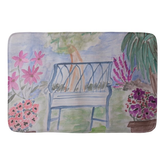 Summer Garden Bench  Bath Mat (Front)