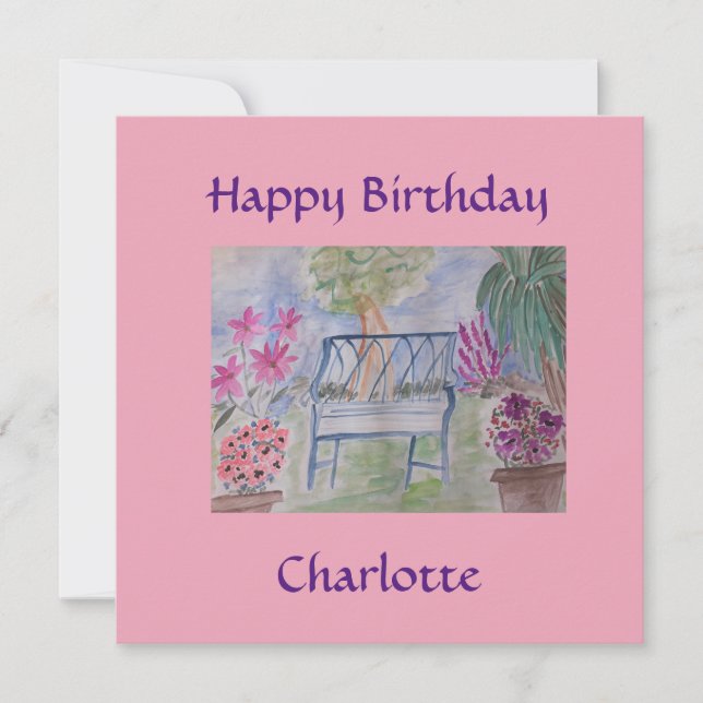 Summer Garden Bench Flat Card (Front)